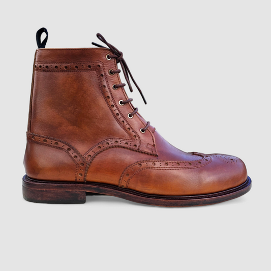 Faj Ankle Lace up Brogues Boot [Brown]