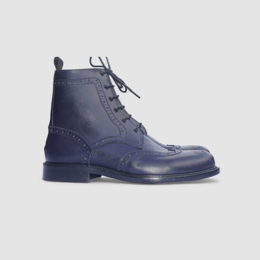 Faj Ankle Lace up Brogues Boot [Blue]